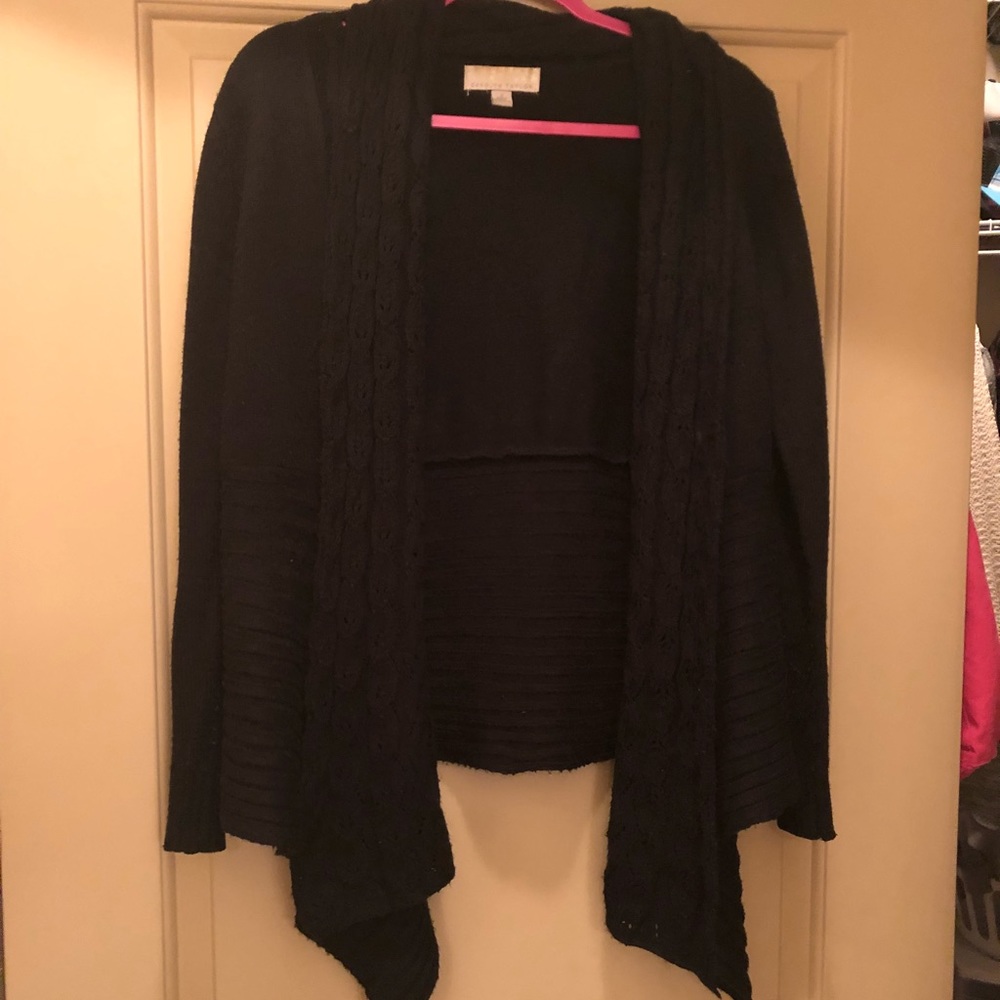 Black knit open cardigan